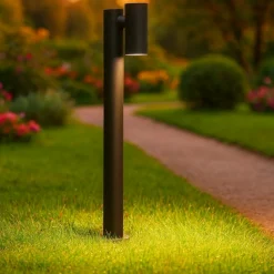Lampioni Da Giardino-Selezionato da Mazzolaluce Lampione nero da giardino led 3000k cilindrico moderno