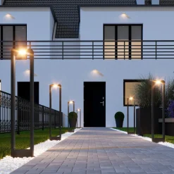 Lampioni Da Giardino-Selezionato da Mazzolaluce Lampione nero design moderno led 10w 3000k per esterno giardino