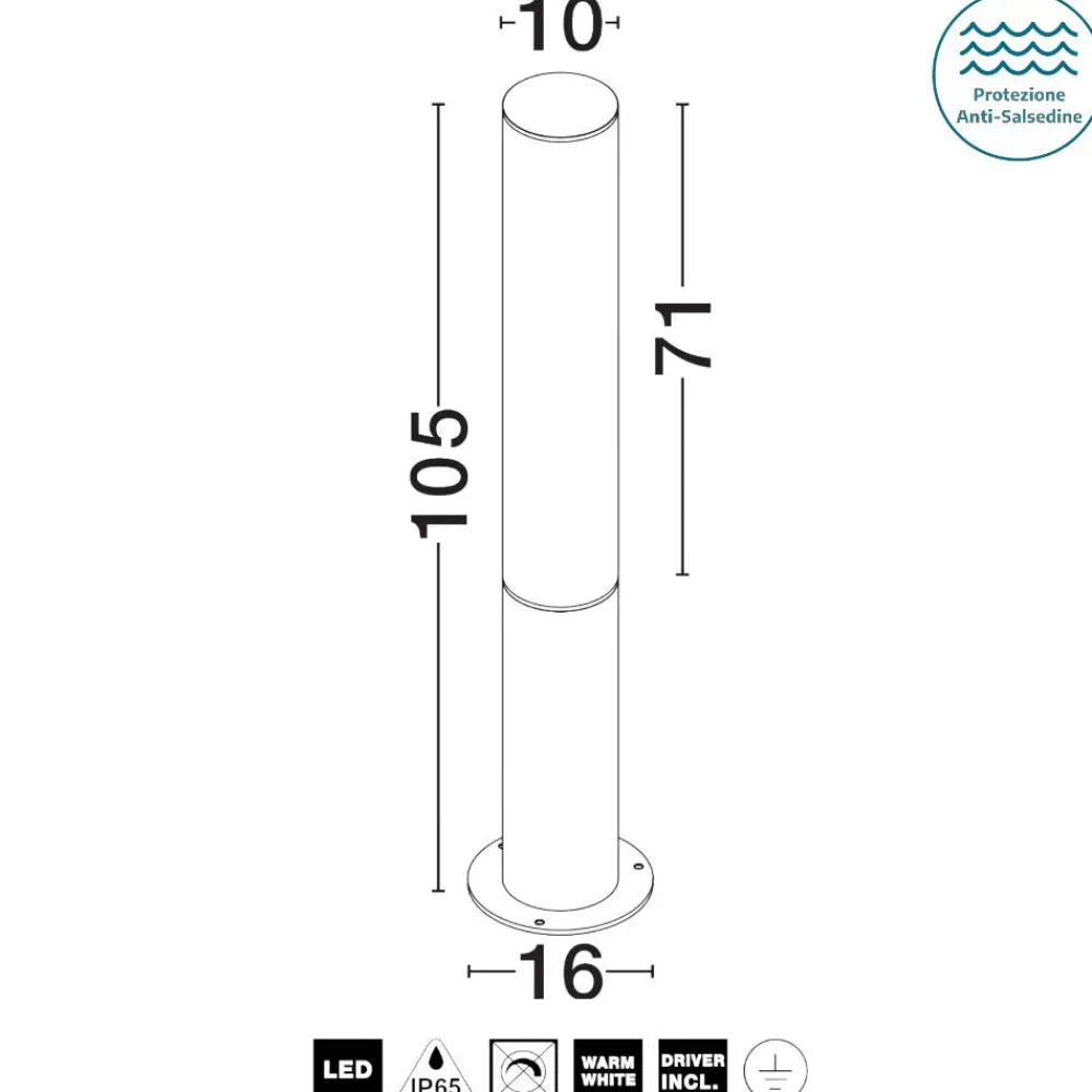 Lampioni Da Giardino-Selezionato da Mazzolaluce Lampione nero moderno ip65 tubolare led 25w per giardino