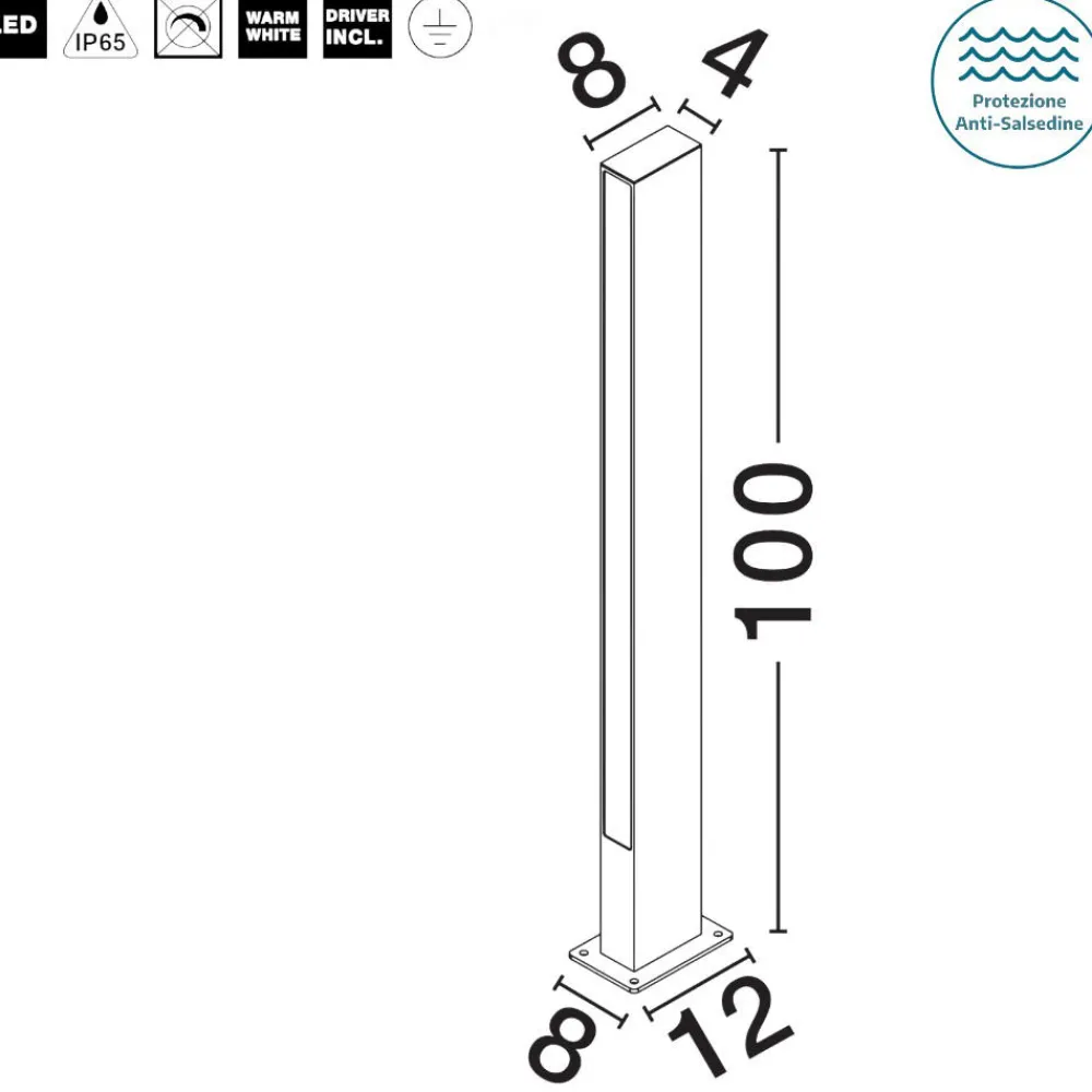 Lampioni Da Giardino-Selezionato da Mazzolaluce Lampione nero moderno rettangolare led 17w 3000k per giardino