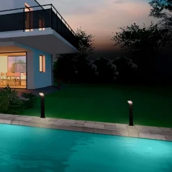 Lampioni Da Giardino-Selezionato da Mazzolaluce Lampione nero per giardino led 12w 3000k moderno rettangolare
