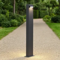 Lampioni Da Giardino-Selezionato da Mazzolaluce Lampione nero per giardino led 3000k rettangolare moderno