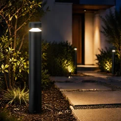Lampioni Da Giardino-Selezionato da Mazzolaluce Lampione palo da esterno nero led 3000k ip65 nero cilindro h100 cm