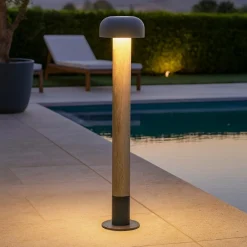 Lampioni Da Giardino-Selezionato da Mazzolaluce Lampione per esterno ip54 h84 cm effetto legno