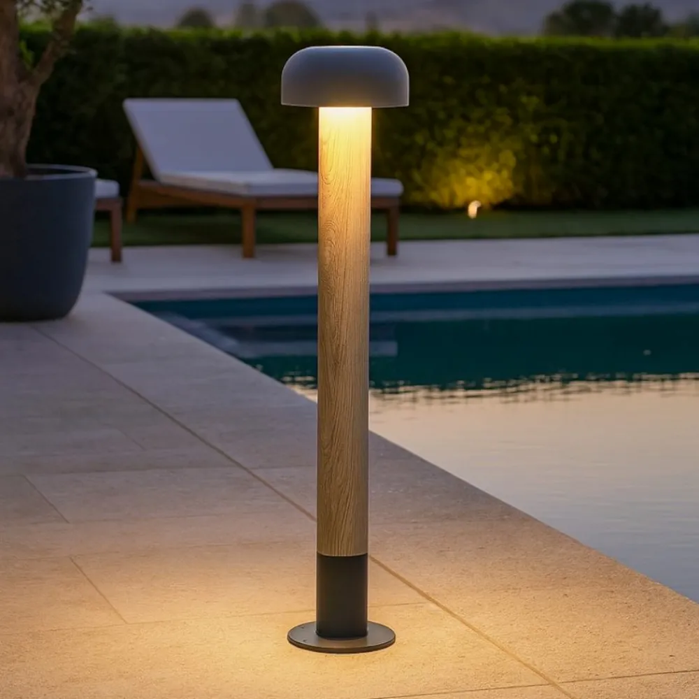 Lampioni Da Giardino-Selezionato da Mazzolaluce Lampione per esterno ip54 h84 cm effetto legno