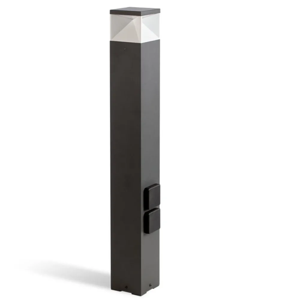 Lampioni Da Giardino-Selezionato da Mazzolaluce Lampione per esterno moderno grafite led 12w 3000k con due prese