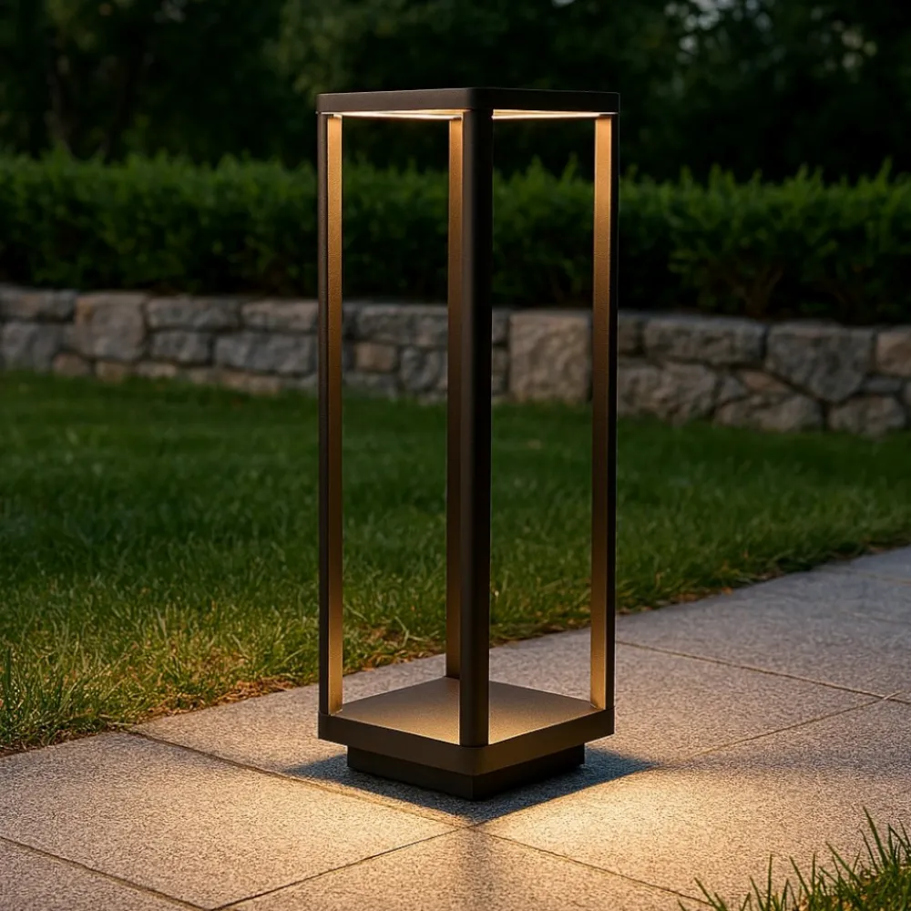 Lampioni Da Giardino-Selezionato da Mazzolaluce Lampione quadrato nero moderno da giardino led 9w 3000k