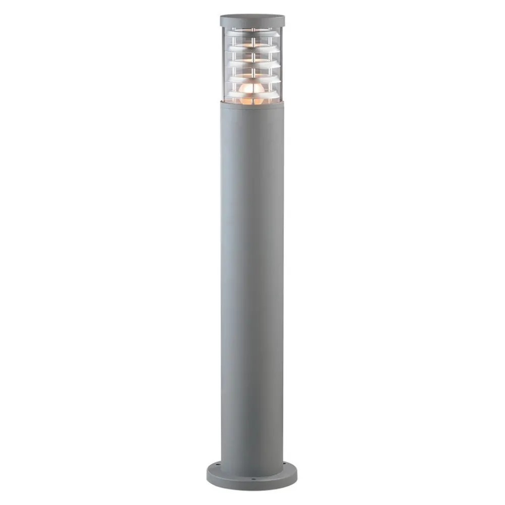Lampioni Da Giardino-Ideal Lux Lampione tronco pt1 h80 grigio paletto grigio da esterni ip65 per giardino