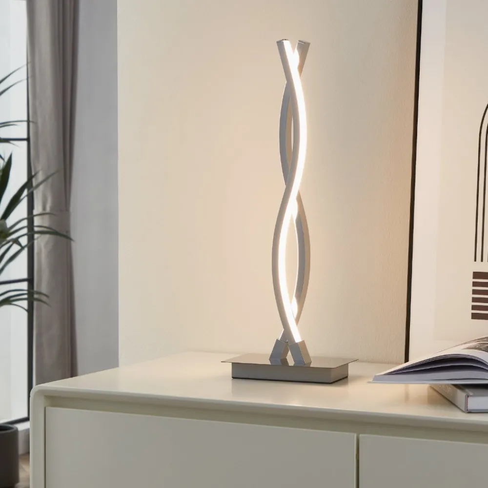 Lampade Da Tavolo-Eglo Lasana lampada design da tavolo moderna led 10w 3000k cromo
