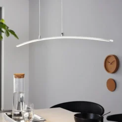 Lampadari Cucina-Eglo Lasana lampadario pendente curvo per tavolo da cucina cromo 15w 3000k