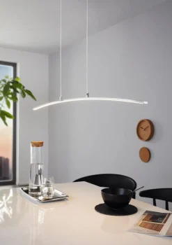 Lampadari Cucina-Eglo Lasana lampadario pendente curvo per tavolo da cucina cromo 15w 3000k
