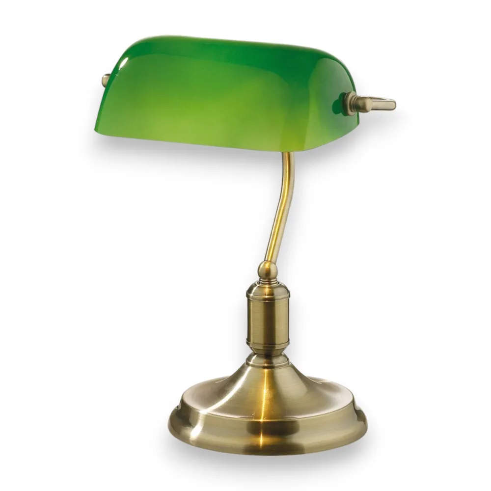 Lampade Da Tavolo-Ideal Lux Lawyer tl1 lampada churchill da scrivania vetro verde ottone