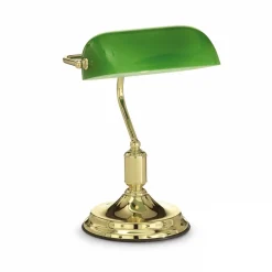Lampade Da Tavolo-Ideal Lux Lawyer tl1 lampada per scrivania classica ottone lucido vetro verde