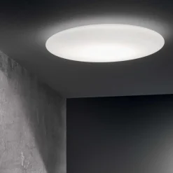 Plafoniere Moderne-Ideal Lux Level pl d40 plafoniera a led 22w 3000k ovale 40cm vetro bianco