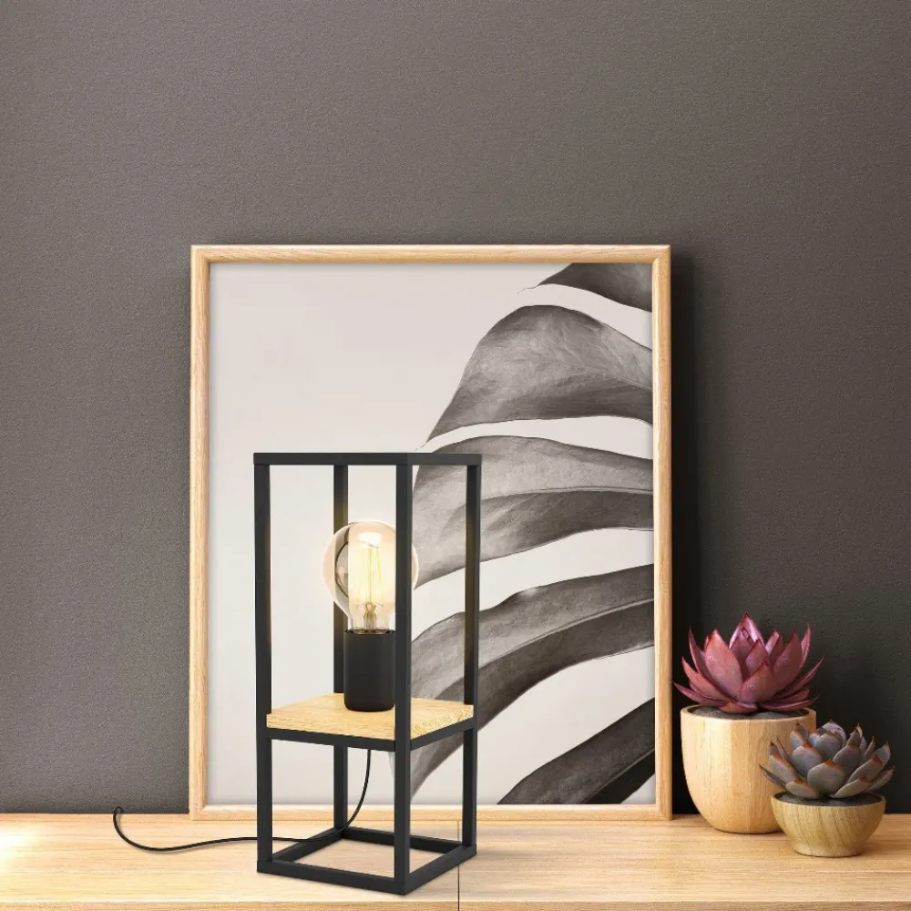 Lampade Da Tavolo-Eglo Libertad lampada da tavolo nera design minimal