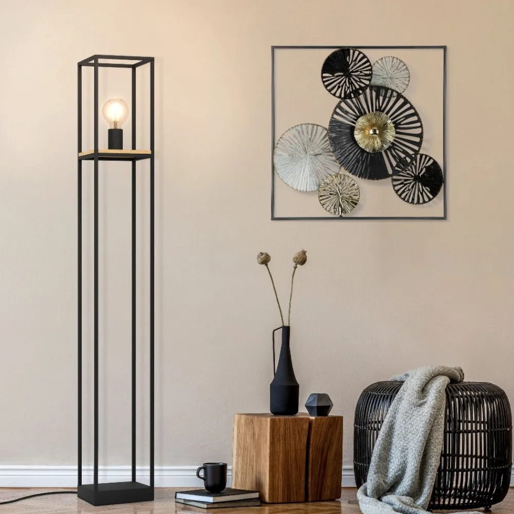 Lampade Da Terra-Eglo Libertad lampada da terra moderna rettangolare nera