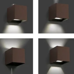 Applique Da Esterno-Life Electronics Life applique cubo da esterno led 7w 4000k marrone fp