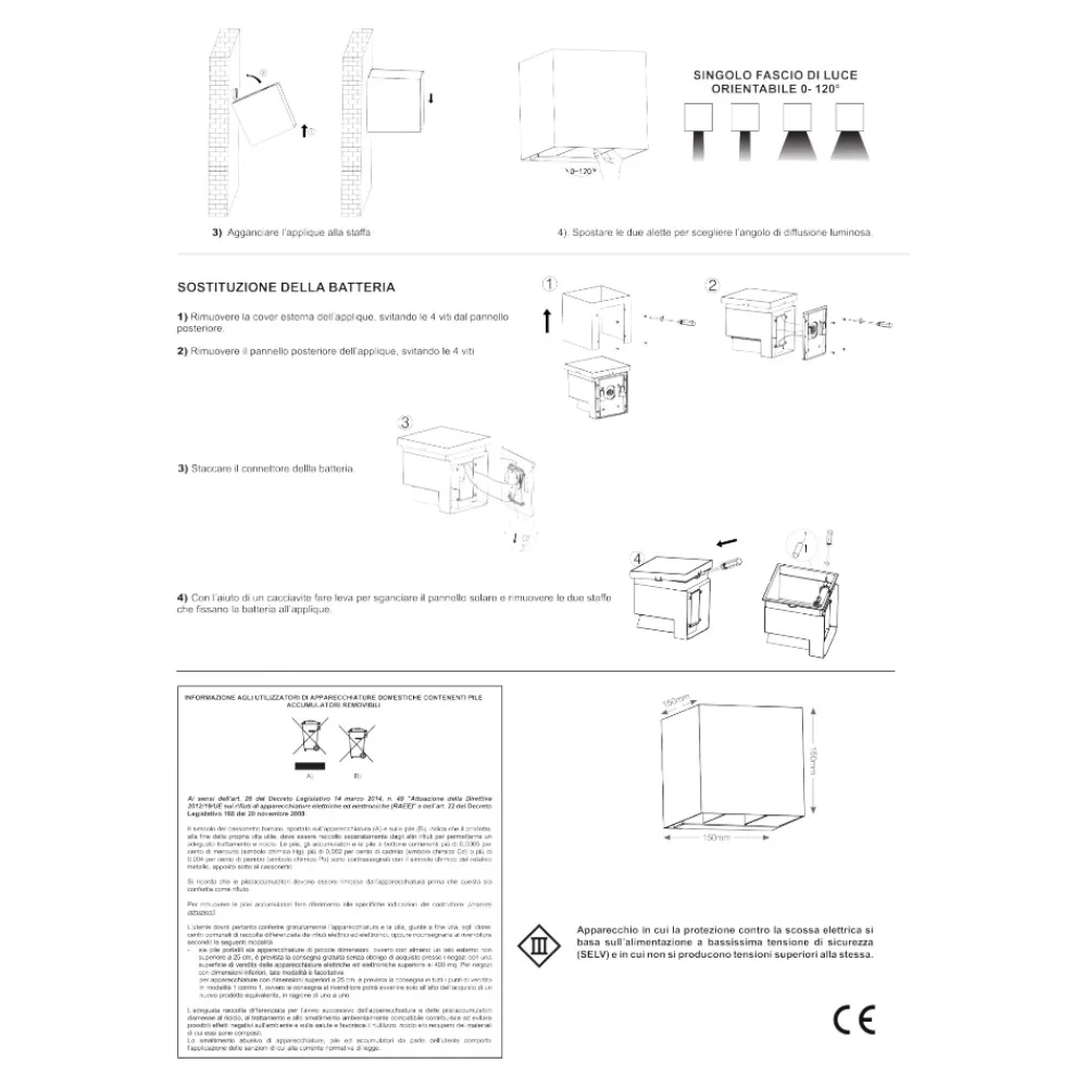 Applique Da Esterno-Life Electronics Life applique da esterno bianco solare crepuscolare movimento led 4000k 5w