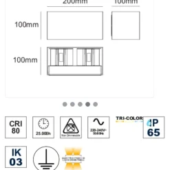 Applique Da Esterno-Linea Light Life applique da esterno bianco rettangolare 20w 3000k 4000k 5000k