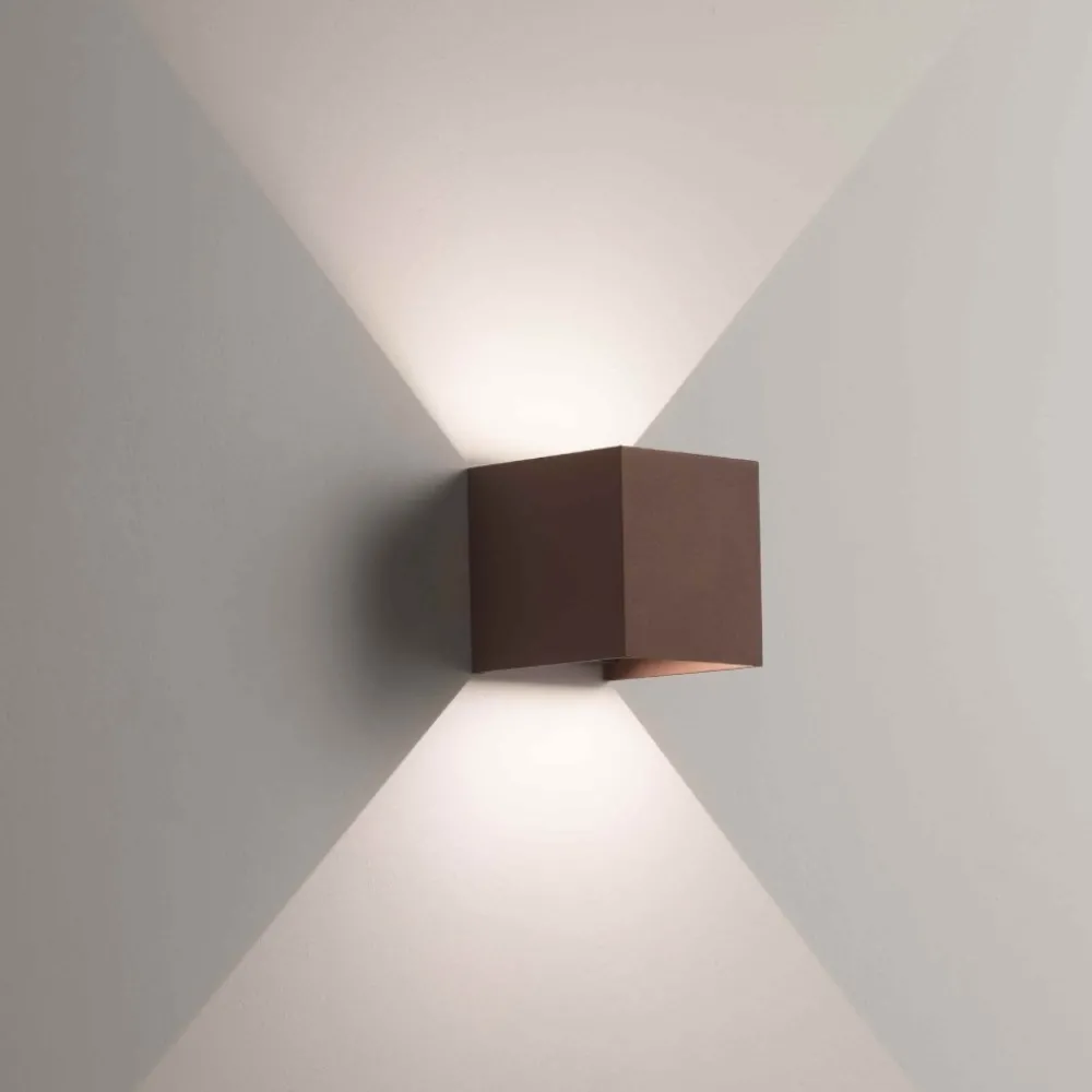 Applique Da Esterno-Life Electronics Life applique da esterno cubo marrone led 7w 3000k fp