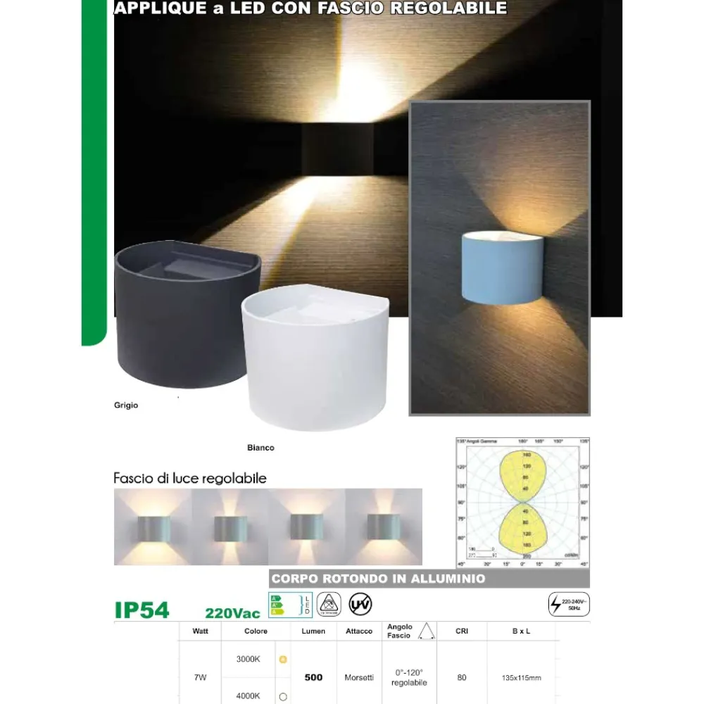 Applique Da Esterno-Life Electronics Life applique grigio antracite led 7w 3000k per esterno