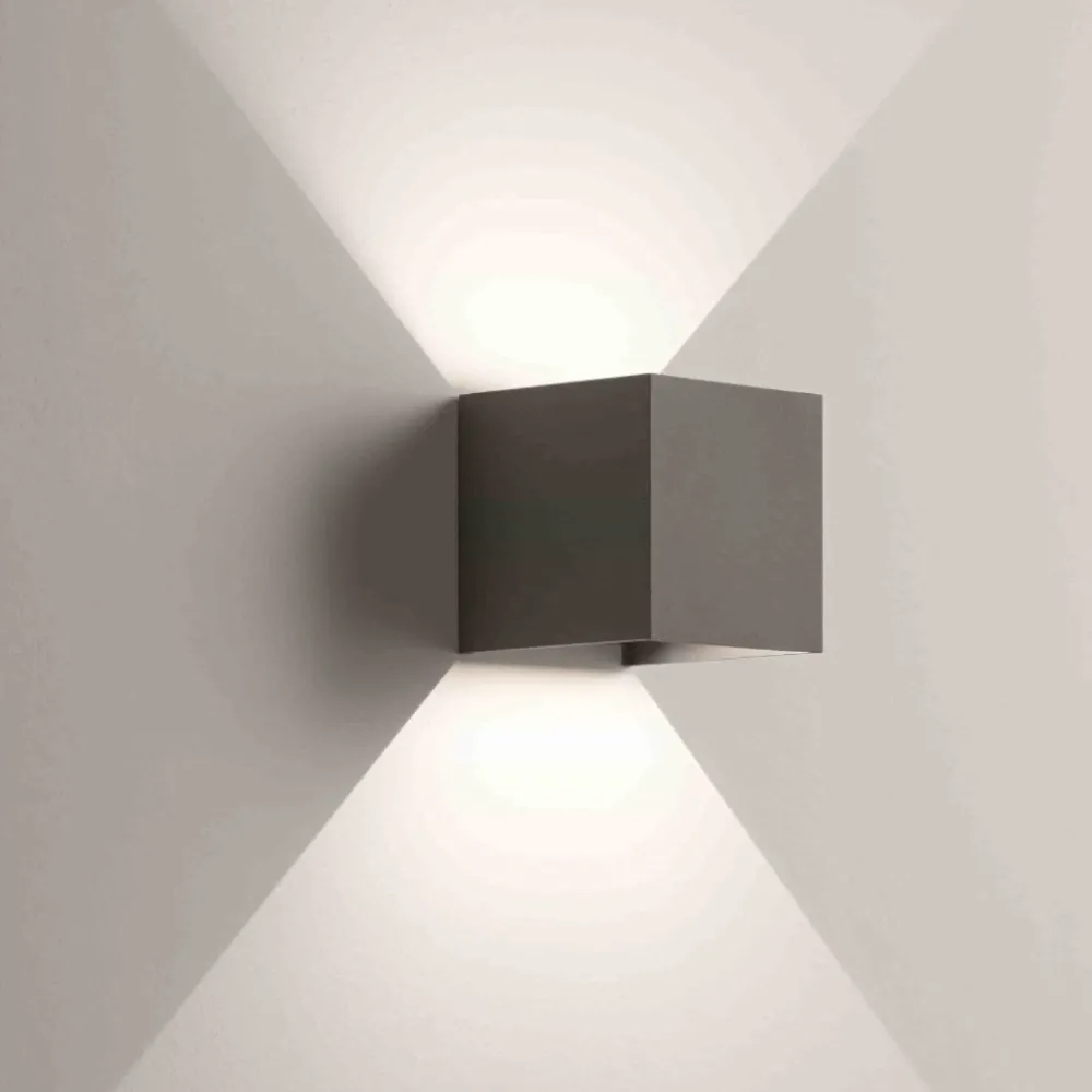 Applique Da Esterno-Life Electronics Life applique per esterno cubo led 12w tricolor grigio antracite ip65