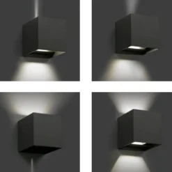 Applique Da Esterno-Life Electronics Life applique per esterno cubo led 12w tricolor grigio antracite ip65