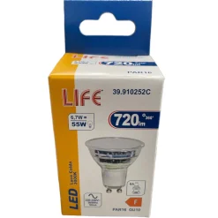 Lampadine Led-Life Electronics Life lampadina di vetro led gu10 6,7w 3000k 720lm ottica 100