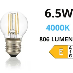 Lampadine Led-Life Electronics Life lampadina e27 led 6,5w 4000k 806lm minisfera vetro trasparente