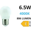 Lampadine Led-Life Electronics Life lampadina e27 led 6,5w 4000k 806lm mini sfera bianca vetro milky