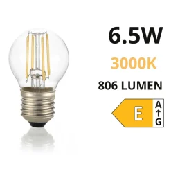 Lampadine Led-Life Electronics Life lampadina e27 led 6,5w 3000k 806lm sfera trasparente