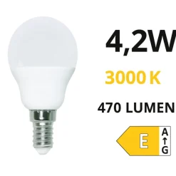 Lampadine Led-Life Electronics Life lampadina e14 led 4w 3000k minisfera 470 lumen ottica 270