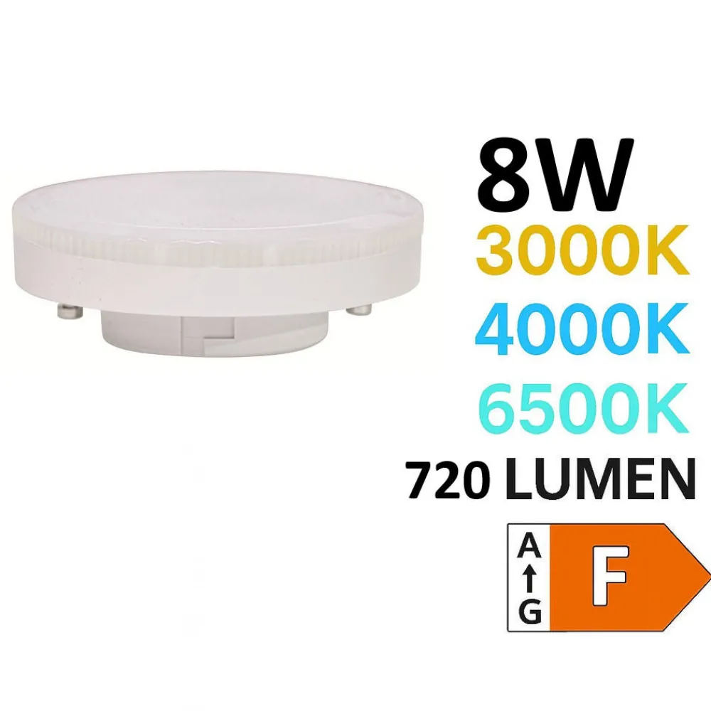Lampadine Led-Life Electronics Life lampadina gx53 led 8w 3000 4000k 6500k 720 lumen