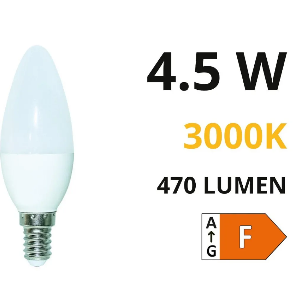 Lampadine Led-Life Electronics Life lampadina led e14 4,5w 3000k 470lm candela bianco ottica 290