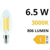 Lampadine Led-Life Electronics Life lampadina led e14 6.5w 3000k 806lm vetro trasparente filamento 320
