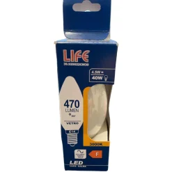 Lampadine Led-Life Electronics Life lampadina led e14 4,5w 3000k 470lm vetro milky