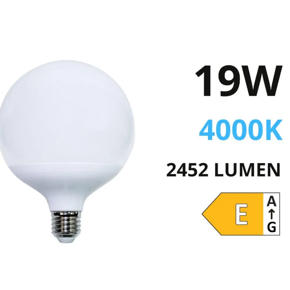 Lampadine Led-Life Electronics Life lampadina led globo e27 19w 4000k 2452lm