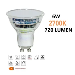 Lampadine Led-Life Electronics Life lampadina led gu10 6,7w 2700k 720 lumen ottica 100