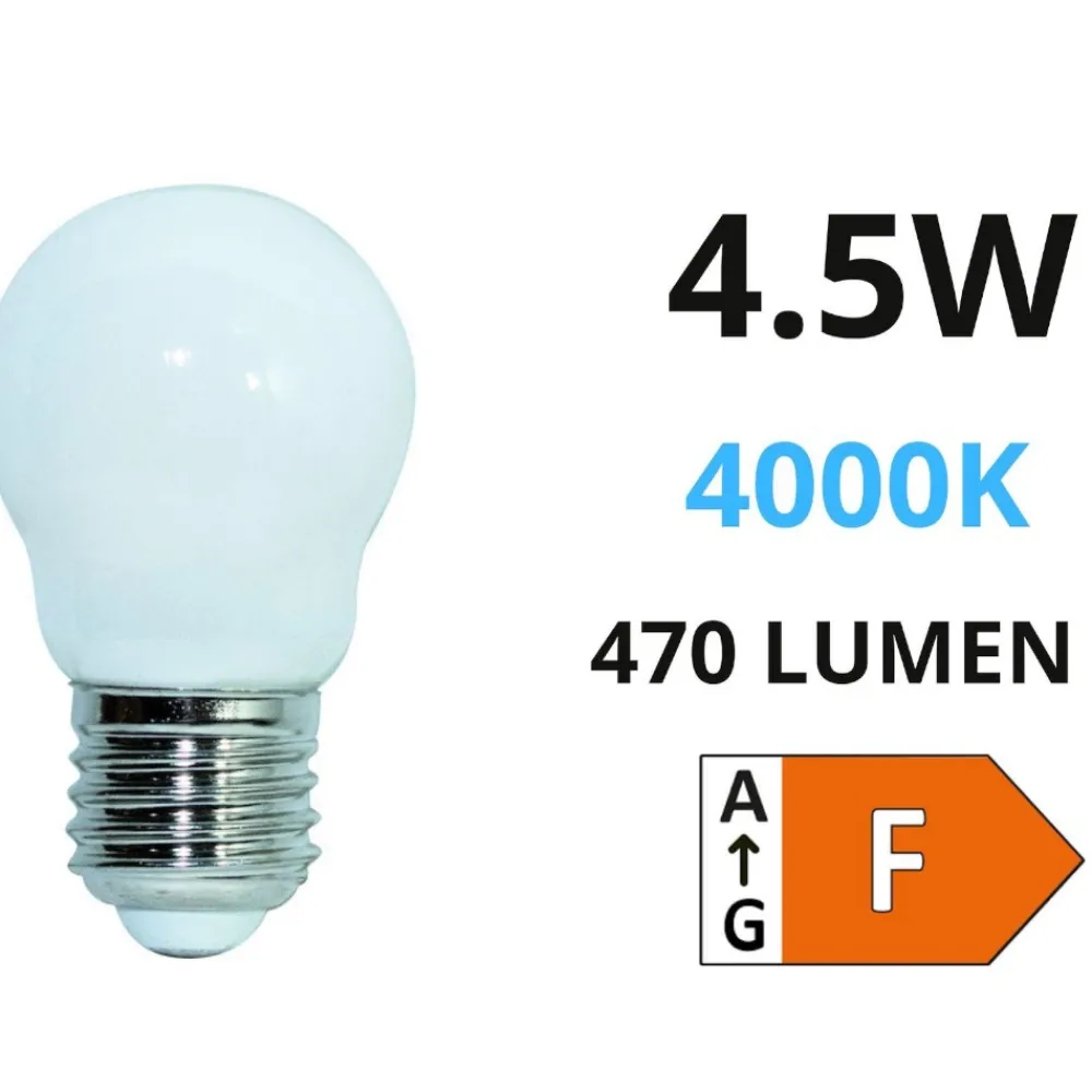 Lampadine Led-Life Electronics Life lampadina mini sfera led e27 4,5w 4000k vetro bianco milky