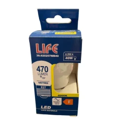 Lampadine Led-Life Electronics Life lampadina mini sfera led e27 4,5w 4000k vetro bianco milky