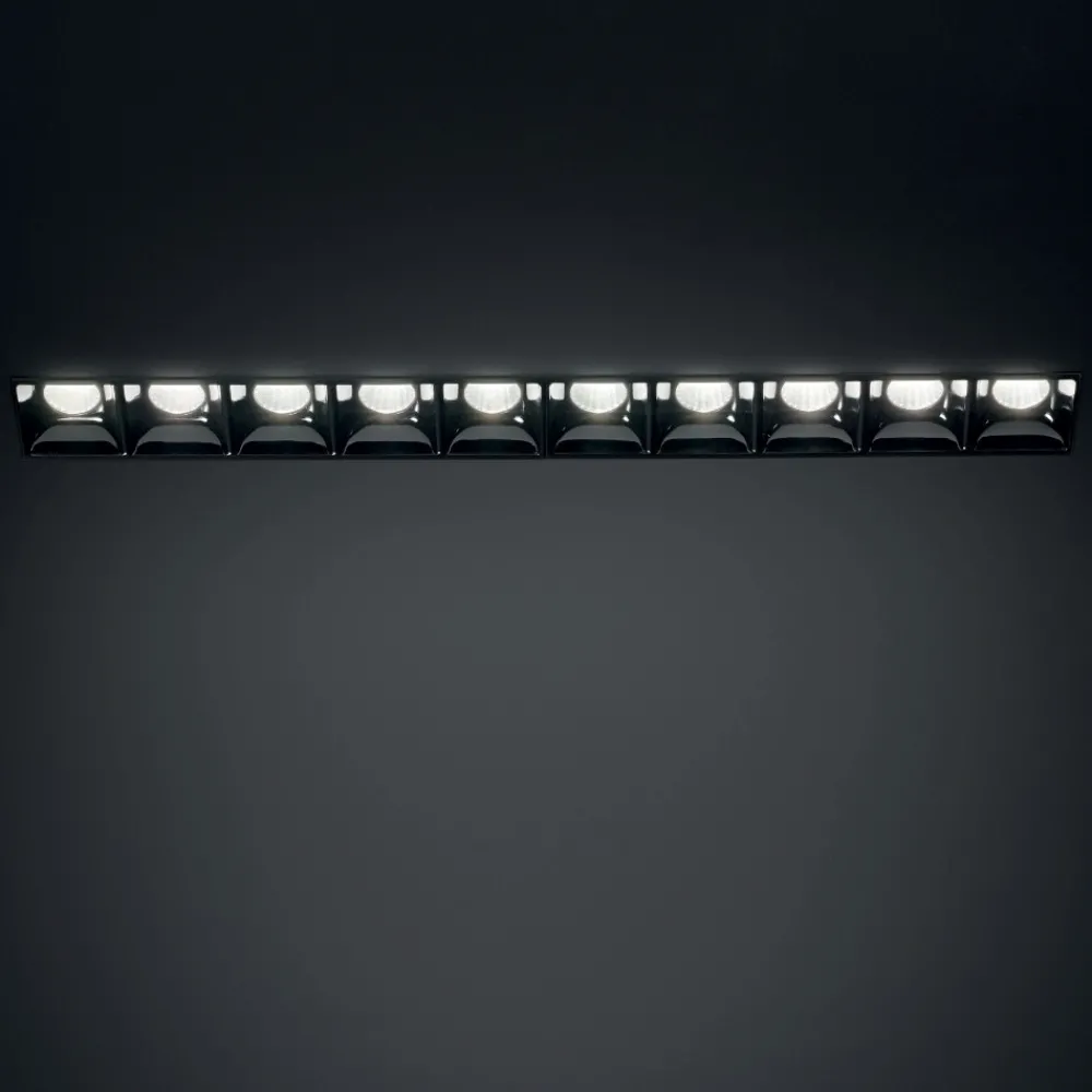 Faretti Da Incasso-Ideal Lux Lika fi trimless faretto led incasso per controsoffitto nero 10 luci 20w 3000k 220v