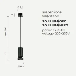 Lampade A Sospensione-Ondaluce Lilium lampada a sospensione nero gu10 per tavolo da pranzo