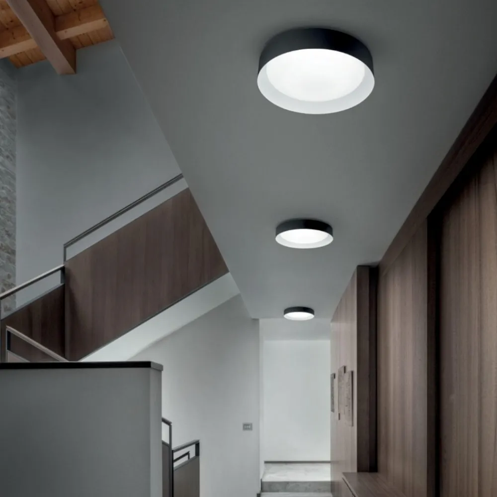 Plafoniere Moderne-Linea Light crew 2 plafoniera led 22w 3000k bianco nero