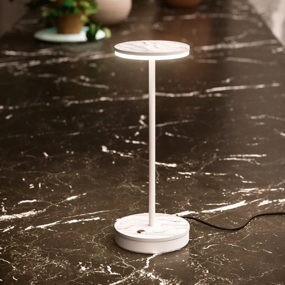 Lampade Da Tavolino Esterno-Linea Light gemini tab lampada da tavolino portatile effetto marmo bianco