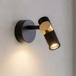 Applique Da Parete-Linea Light goose applique con spot nero oro led 11w 3000k orientabile