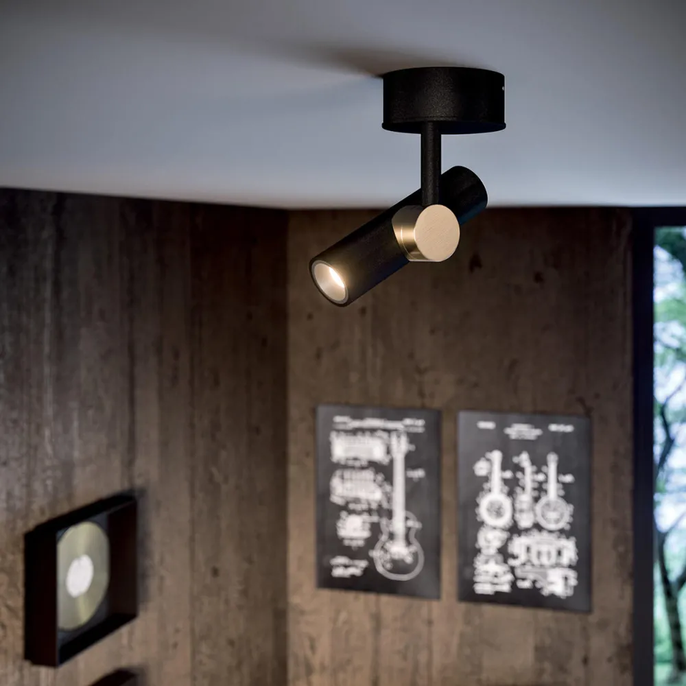 Applique Da Parete-Linea Light goose applique con spot nero oro led 11w 3000k orientabile