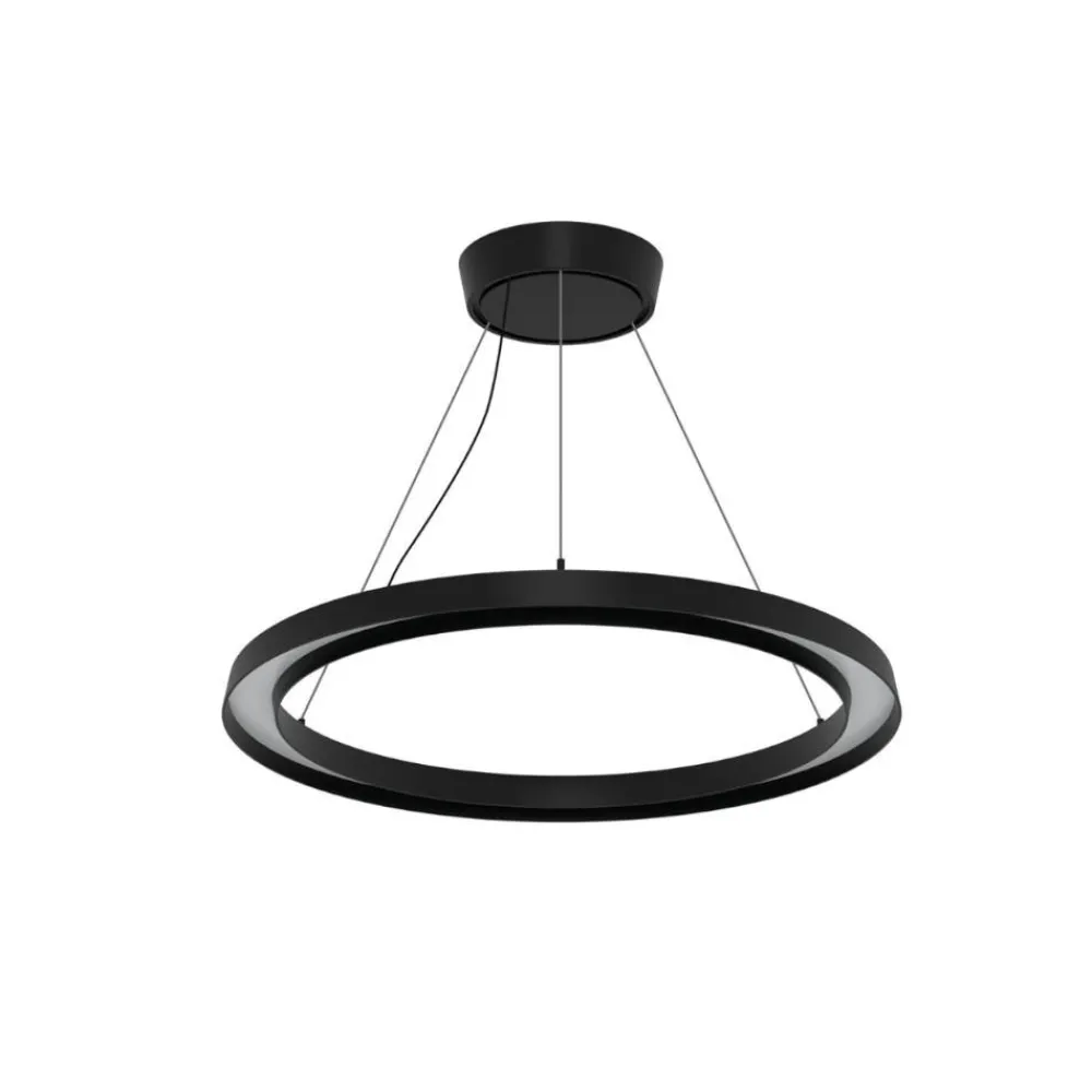Lampadari Moderni-Linea Light lira lampadario anello led 3000k nero ip65