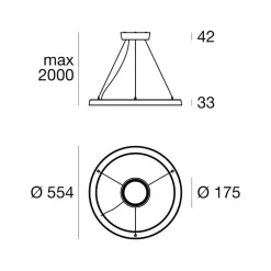 Lampadari Moderni-Linea Light lira lampadario anello led 3000k nero ip65