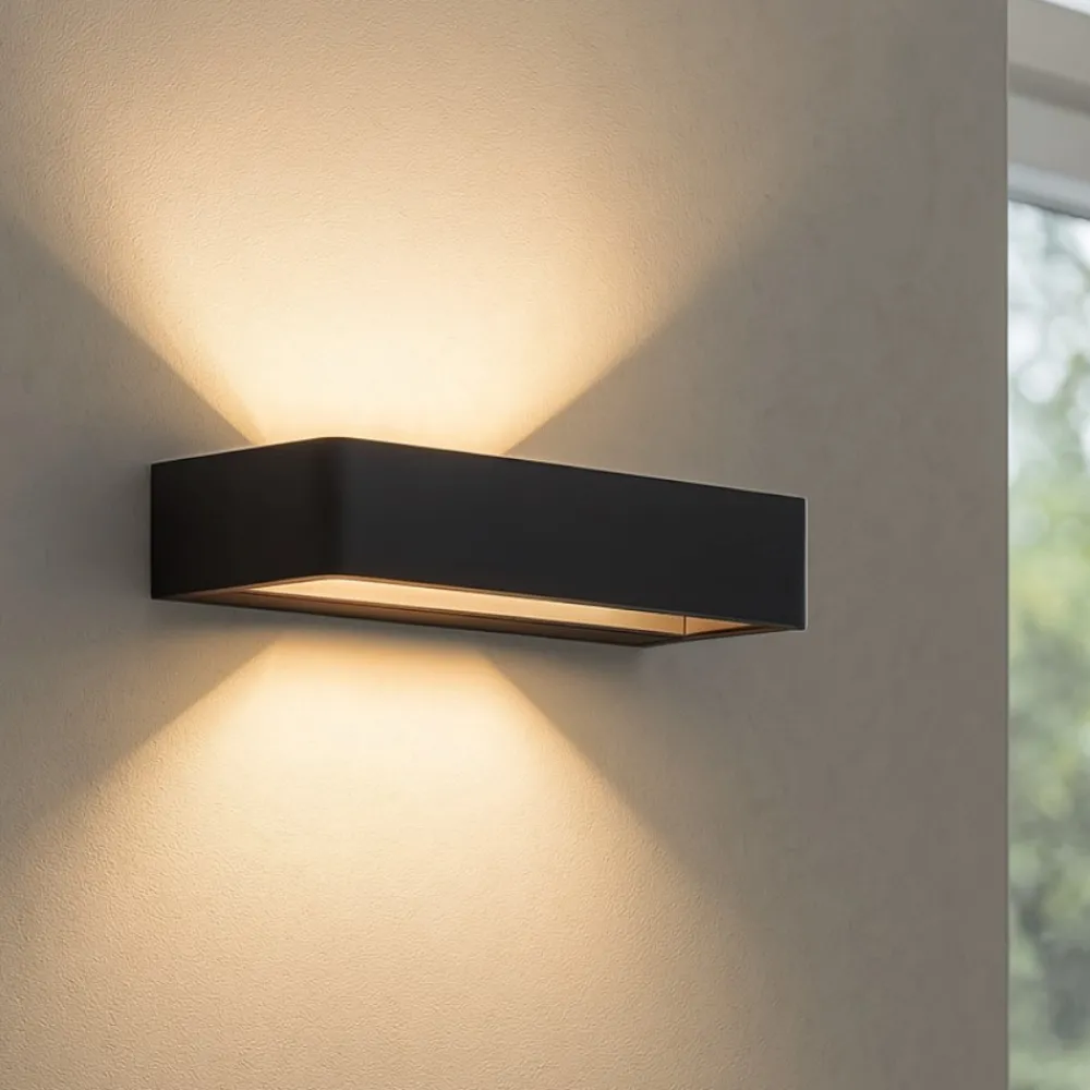 Applique Da Parete-Linea Light metal applique led 11w 3000k nero moderna