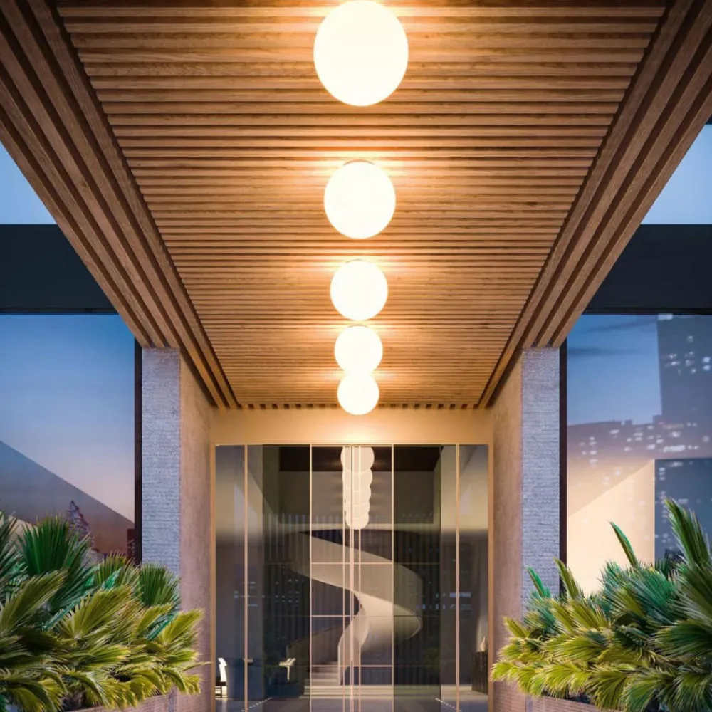 Plafoniere Da Esterno-Linea Light oh! s65 plafoniera da esterno moderna sfera bianca ip65